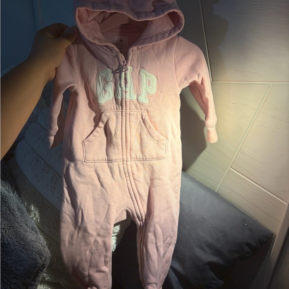 GAP Light Pink Baby Hooded Onesie - Picture 2 of 5